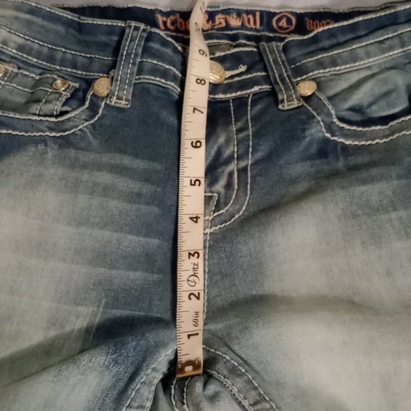 Rebel& Soul Blue Boot Cut Denim with Vintage Fading, Size 4 - Picture 6 of 11